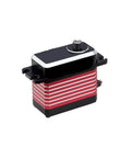 Top Shelf Badass Brushless Servo Using Eight Point Four Volts Generates Thirty Five Kilogram Centimeter Power With Heavy Duty Steel Gears And Full Waterproof Cover For Remote Control Cars Includes Arm, viewed from an angle, showcasing its steel gear design.