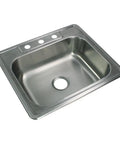 3 Hole Drop In Stainless Steel Kitchen Sink With Brushed Finish Boss Quality 25 Inch By 22 Inch By 7 Inch Deep 20 Gauge Single Bowl
