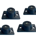 Four M10 floor-mounted heavy-duty rubber vibration isolators for air conditioners, providing shock absorption and stability.