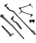Solid Road Ready Steering And Suspension Refresh Kit Featuring Dual Inner Outer Tie Rods Sway Bar Links And Adjusting Sleeves To Kick Wheel Shake And Kill Clunks For Ford Excursion F250 F350 components view with tie rods and sway bar links.