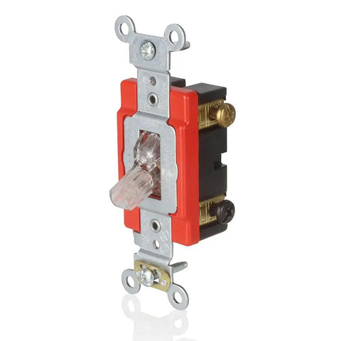 Three Way Illuminated Toggle Switch 15 Amp 120 277 VAC Heavy Duty Industrial Grade Fed Spec Clear Toggle Model 1223 LC