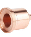 Close-up of a premium copper torch tip from the Top Tier 60A Plasma Cutter Nozzles Set Model 120931 for precise cuts.