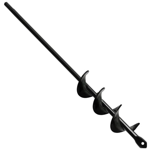 Garden Auger Drill Bit For Bulbs And Bedding Plants, 1.8 By 15 Inch, Three Eighths Inch Hex Drive Earth Digger shown on white background.