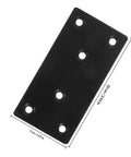 Beefy Heavy Duty Flat Plate Corner Brackets With Screws Black 10x5cm Set, shown angled, highlighting black finish and dimensions.