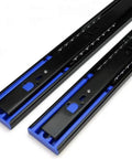 Push To Open Drawer Slides With Ball Bearing, Full Extension Threefold, Side Mount Rebound Rails, Black Metal Track, 2 Pieces