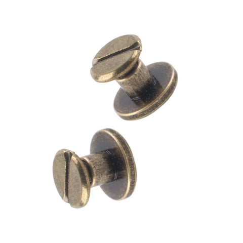 Flat Head Copper Screws And Nuts Rivet Set For Leather Crafting, Brass 8mm Decorative Studs, 20 Pc Anti Rust Fasteners Tiny Hardware