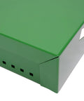 Heavy Duty Left Hand Tractor Battery Box For John Deere 2510 2520 3010 3020 4000 4010 4020, green metal box top view.