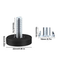 Heavy Duty Furniture Leveling Feet Set Adjustable Metal Levelers 0.87 Inch Non Slip Wobble Eliminators For Uneven Floors Silent Operation With Nylon Base 20 Pack, black nylon base, 22mm