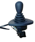 Heavy Duty Joystick Part 7919040041 for Excavator And Forklift Machine, solid black control stick with wires.