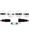 Inline Fuse Holder With 16 AWG Wire, Screw Terminal, 13A Rating, For 5x20mm Glass Fuses, Fits 5x21mm Tubes, Pack Of 10, Fuses Not Included
