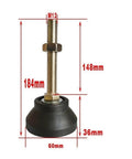 Heavy Duty Furniture Leveling Feet 8 Pack Adjustable Screw Legs With 60mm Base Plate M24x200mm shown with dimensions and details.