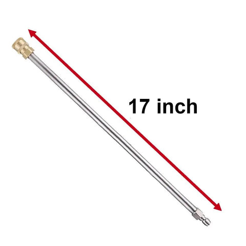 Pressure Washer Extension Wand 17 Inch Stainless Steel Lance With One Quarter Inch Quick Connect Brass Fittings