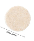 Close-up of a 2.5 cm wool buffing wheel part of 120 Piece Wool Buffing Wheels Polisher Kit With Mandrel Handle And Felt Pads For Rotary Tools Pro Grade Gear For Industrial Grinding And Polishing Projects