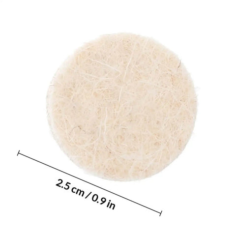 Close-up of a 2.5 cm wool buffing wheel part of 120 Piece Wool Buffing Wheels Polisher Kit With Mandrel Handle And Felt Pads For Rotary Tools Pro Grade Gear For Industrial Grinding And Polishing Projects