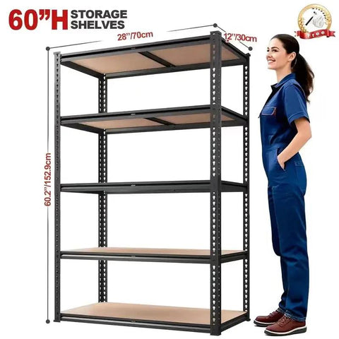 Heavy Duty Metal Storage Rack 60 Inch Iron Frame Shelves With Rock Solid 2000 Lb Per Shelf Capacity 2 Pack in vertical view