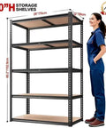 Tough As Nails Heavy Duty Metal Storage Rack With 2000 Lb Capacity Per Shelf, 72 Inch Wide Industrial Steel Shelving Set in a workshop.