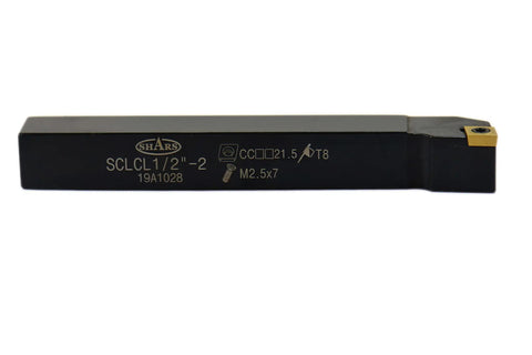 1/2 Inch Indexable Carbide Turning Tool Set 7 Piece Rock Solid Kit SCLCL holder with insert, side view