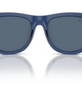 Wayfarer Reverse Low Bridge Fit Sunglasses in Transparent Navy and Dark Blue Lenses, 53 mm Bio Acetate Frame, front view