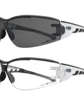 Ultra Flexible Anti Fog Wraparound Safety Glasses, 2 Pack With Clear And Smoke Lenses, Soft Touch Comfort For Lab And Workshop.