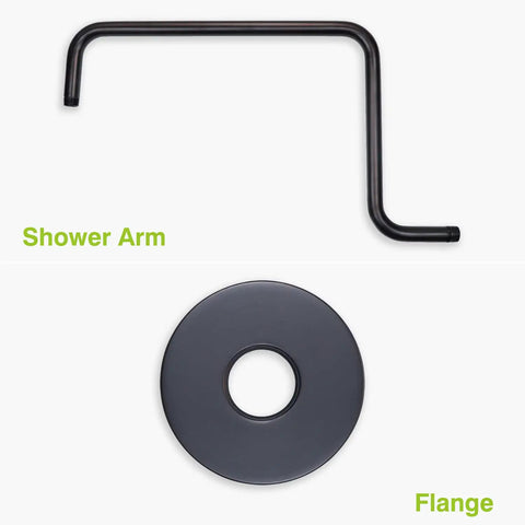 Gooseneck Shower Arm Extension With 1/2 NPT Brass Connector, Solid Brass, Rust Proof Oil Rubbed Bronze Finish, 19 Inch Length, Wall Flange
