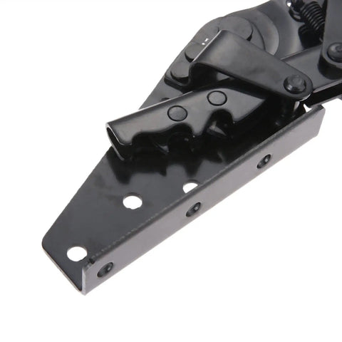 Adjustable Three-Position Sofa Bed Angle Mechanism Hinges for backrest and seat, heavy duty black furniture hardware fittings screws, close-up