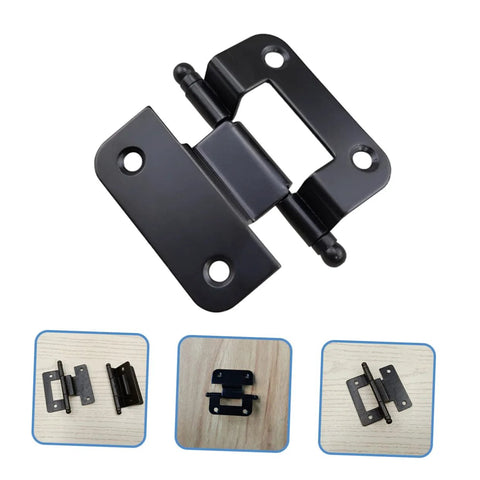 Black self closing cabinet hinges in a six-pack for interior doors like kitchen cabinets and wardrobes, showcasing smooth and durable design.