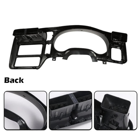 G-PLUS dash bezel cover, dark gray plastic for Chevy Blazer/S10, GMC Jimmy, S15 Sonoma (1998–2004); not for double DIN