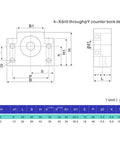 BK12 Fixed Side and BF12 Standard End Supports for SFU1605 SFU1610 Ballscrews, BF12 dimension drawing, carbon steel