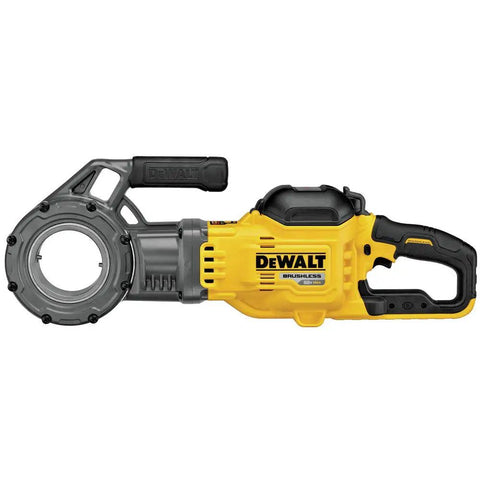 DeWalt Flexvolt 60V Max Brushless Pipe Threader Kit With Die Heads featuring durable design and cordless capabilities for demanding tasks.