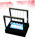 Dynamic Led Balls Desk Toy Newton Cradle Pendulum Set No Battery Required Black ABS Plastic Physics Inspired