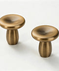Dope 2 Pack French Antique Brass Mushroom Cabinet Knobs 1.18 Inch Zinc Alloy Drawer Knobs with mounting screws displayed