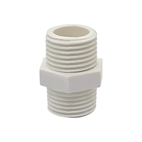 G3/4 Inch PVC Pipe Fitting Hex Nipple Adapter Male To Male 3/4 G Thread Connector, corrosion resistant, front view