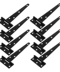 Eight Pack 5 Inch Galvanized Black Tee Hinges For Cabinets And Shed Doors, Heavy Duty Metal Hinges, Easy Install, Built To Last