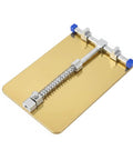 Gold Iron PCB Clamp for Electronics Repair and Soldering with Handy Workbench Holder, two-handed precision grip, 5.1x3.5 inch base