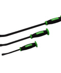 Heavy Duty 3 Piece Striking Cap Pry Bar Set with Oversized Double Injected Handles, 8, 12, and 18 Inch, Rugged Hardened Steel, Green Finish