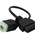 Royal Enfield OBD2 Diagnostic Adapter 6 Pin To 16 Pin Cable for Interceptor 650 shown in black with connectors