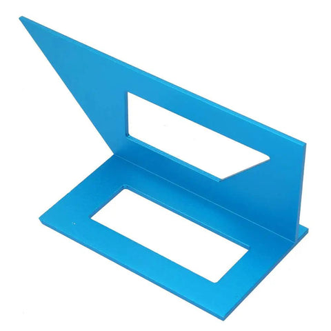 No Sweat Precision 45 And 90 Degree Miter Gauge Layout Tool Rock Solid Aluminum Alloy Woodworking Saddle Square in blue.
