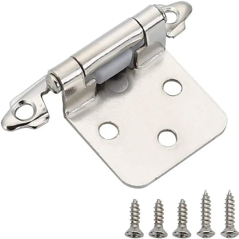 Decorative Metal Self Closing Cabinet Hinges for Wood Cabinets and Kitchen Furniture, Half Inch Overlay Frame with screws.