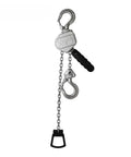 Heavy Duty Mini Hand Chain Hoist Lifting Tool Aluminum Alloy Wrench Hoist 0.75 Ton close-up with hooks and chain
