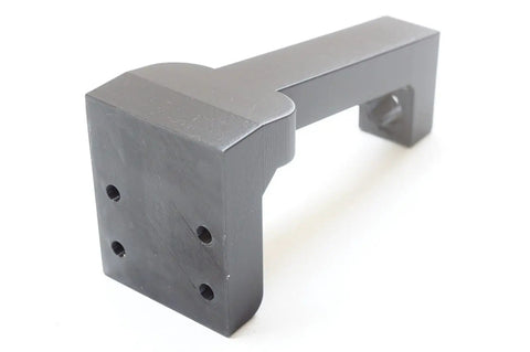 Powder Measure Bench Stand For Redding RS-6 Mount And RCBS Uni-Flow, 3D printed composite black holder with four mounting holes.