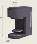 VersaBrew Two In One Coffee Maker With K Cup Compatibility Delivers 8 Oz, 10 Oz, Or 12 Oz Single Serves Or Full 12 Cup Carafe Iced Coffee Mode Your Go To Brew Buddy With Dishwasher Safe Reusable Filter And Filter Holder 60 Oz Water Tank Plum Finish side view