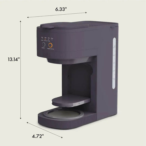 VersaBrew Two In One Coffee Maker With K Cup Compatibility Delivers 8 Oz, 10 Oz, Or 12 Oz Single Serves Or Full 12 Cup Carafe Iced Coffee Mode Your Go To Brew Buddy With Dishwasher Safe Reusable Filter And Filter Holder 60 Oz Water Tank Plum Finish side view