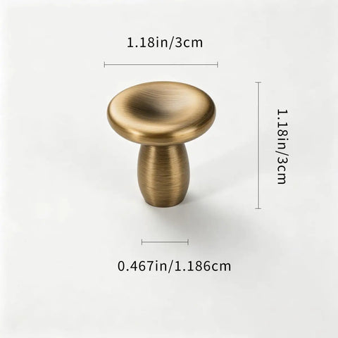 Dope 2 Pack French Antique Brass Mushroom Cabinet Knobs 1.18 Inch Zinc Alloy Drawer Knobs with dimensions shown