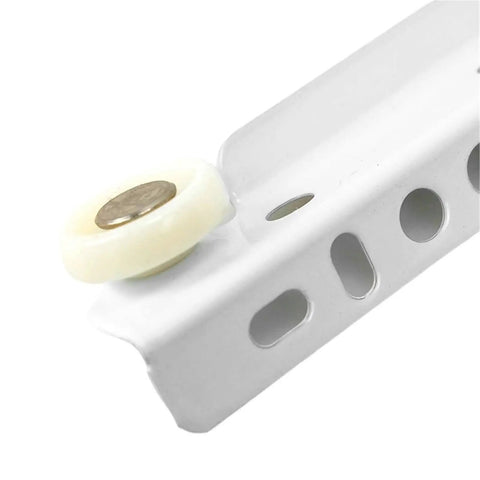 Close-up of heavy duty drawer slide with wheels for cabinet drawers metal sides roller bearing track smooth sliding kitchen hardware 30mm width