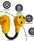 RV Power Adapter 50 Amp Male To 30 Amp Female Cable 12 Inch 10 3 STW NEMA 14 50P To TT 30R 30 Amp Receptacle 125V 3750W details