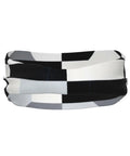 Fresh Black And White Piano Grid Print Sweatband Headband With Dope Stretchy Polyester Fabric For All Day Workout Comfort And Gym Vibes Plus Reliable Grip That Keeps Hair Back During Intense Training Sessions, shown flat.