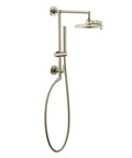 Arris Brushed Nickel 14 Inch Rain Shower Straight Shower Arm And Flange For Overhead Showerhead One Half Inch IPS Connection Durable Finish Great For Rain Showering Easy Install S110BN