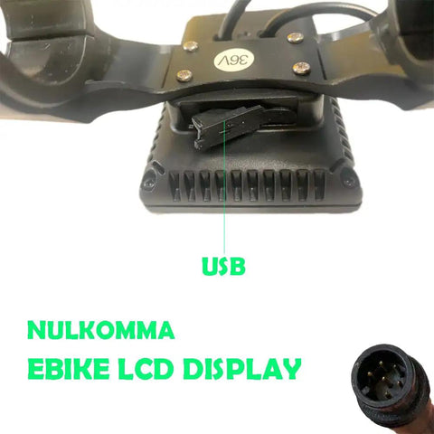 Electric Bike LCD Display Panel for Ebike Conversion Kit 36V Waterproof 6 Pin USB Speed Meter with Tough Connector