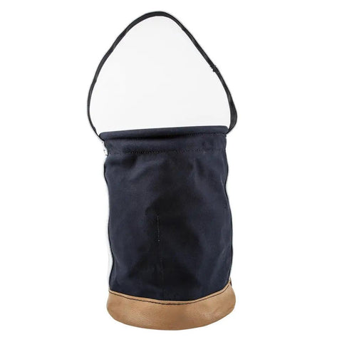 Flame-Resistant Canvas Tool Bucket, Heavy-Duty No 4 Canvas With Leather-Reinforced Handle, front view