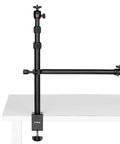 Desk Mount Camera Stand with Magic Arm and One Quarter Inch Ball Head Adjustable 13 to 35 Inch Light Stand Tabletop C Clamp